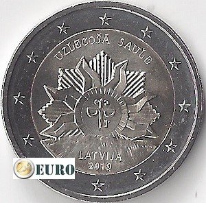 2 euros Lettonie 2019 - Armoiries - Lever du Soleil UNC