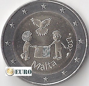 2 euro Malta 2017 - Vrede UNC muntstempel MdP
