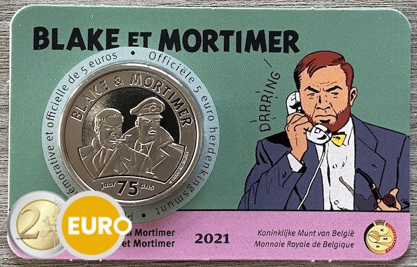 5 euro Belgie 2021 - Blake en Mortimer BU FDC Coincard Reliëf