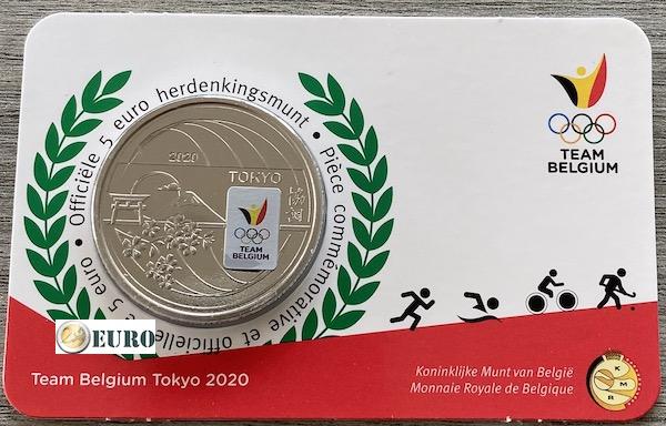 5 euros Belgique 2021 - Team Belgium Tokyo BU FDC Coincard Colorisé