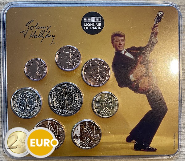Euro miniset BU FDC Frankrijk 2020 Johnny Hallyday - vintage gitaar