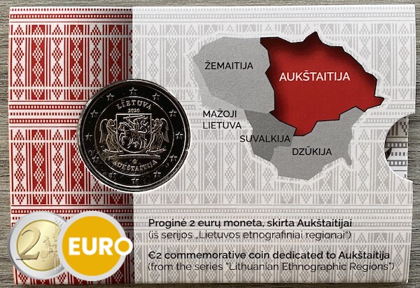 2 euro Lithuania 2020 - Aukstaitija Region BU FDC Coincard