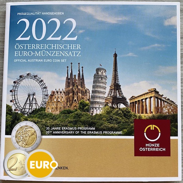 Euro set BU FDC Austria 2022 - Erasmus