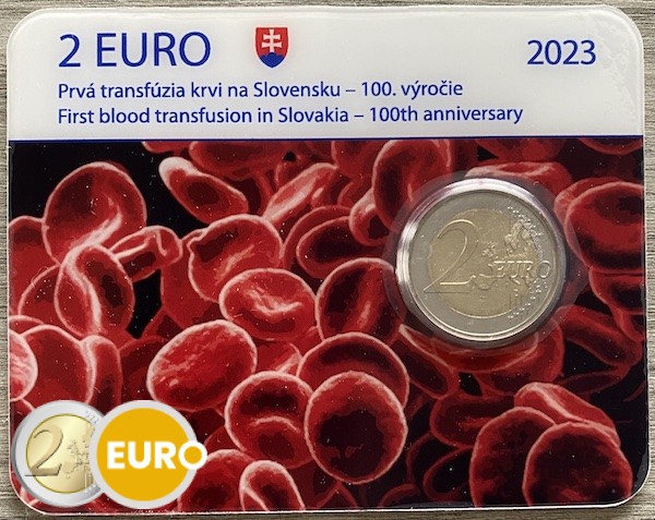 2 euro Slovakia 2023 - Blood transfusion BU FDC Coincard