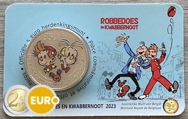 5 euro Belgium 2023 - Spirou and Fantasio BU FDC Coincard Coloured