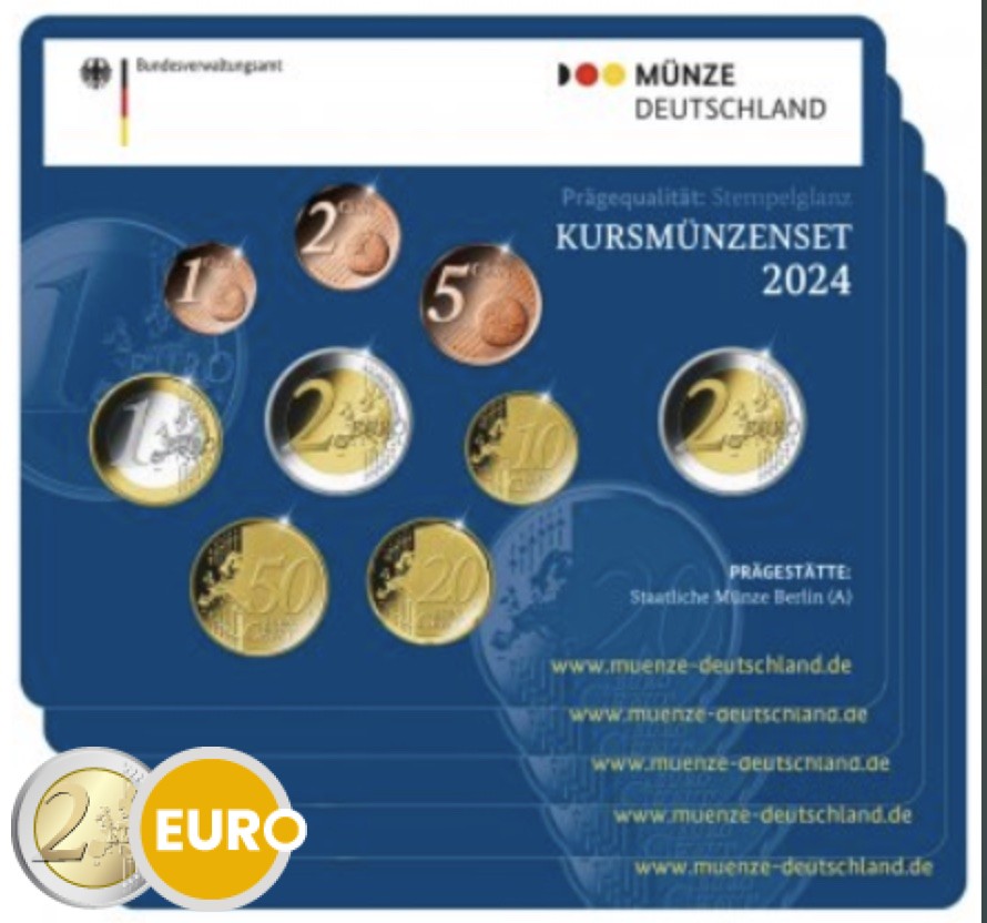Série euro BU FDC Allemagne 2024 ADFGJ + 2 euros Mecklembourg-Poméranie-Occidentale