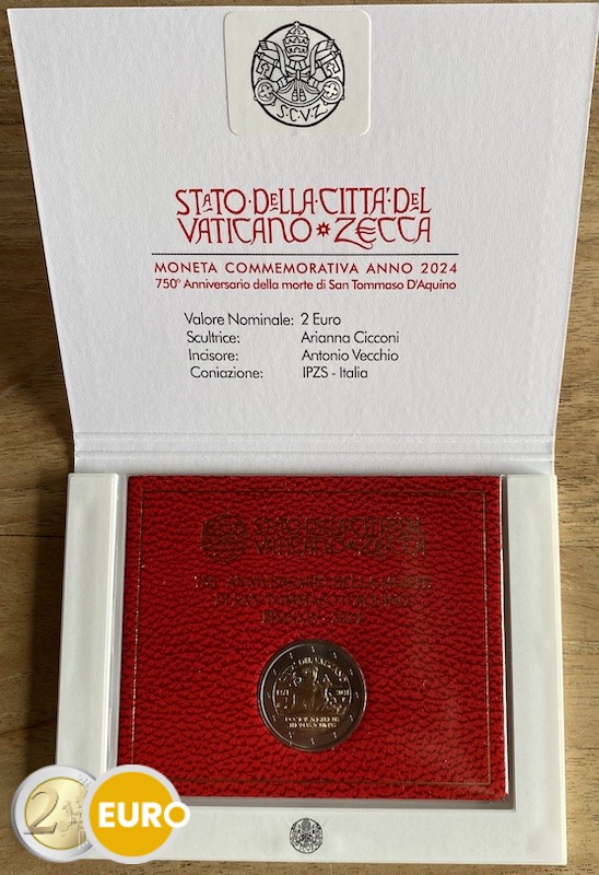 2 euro Vaticaan 2024 - Thomas van Aquino BU FDC