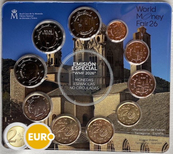 Série euro BU FDC Espagne 2026 + 2 x 2 euros - WMF