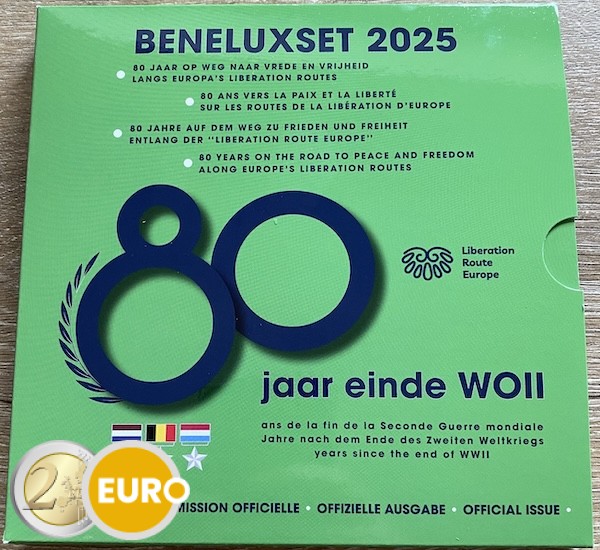Euro set BU FDC Benelux 2025 Liberation Route