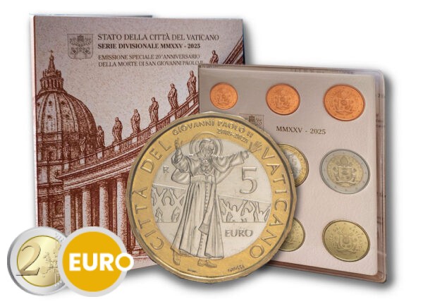 Euro set BU FDC Vatican 2025 + 5 euro Jean Paul II