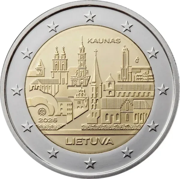 2 euro Lithuania 2026 - City of Kaunas BU FDC Coincard