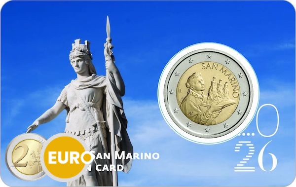 2 euro San Marino 2026 - Sint Marinus BU FDC Coincard Vrijheidsbeeld