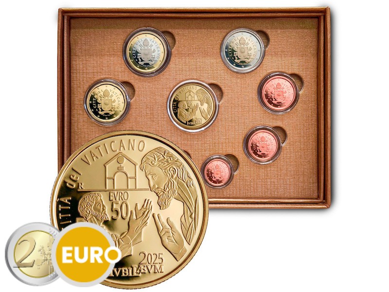 Euro set BE Proof Vaticaan 2025 + 50 euro goud
