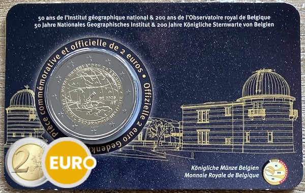 2 euro Belgium 2026 - National Geographic Institute and Royal Observatory BU FDC Coincard FR
