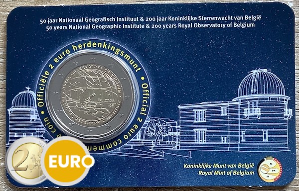 2 euro Belgium 2026 - National Geographic Institute and Royal Observatory BU FDC Coincard NL