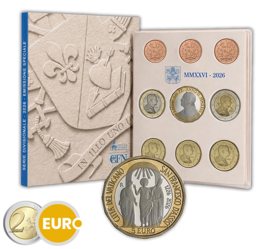 Série euro BU FDC Vatican 2026 + 5 euros François d’Assise